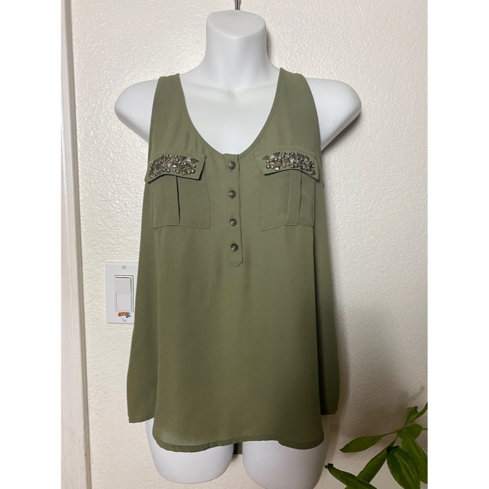 Olive Green Studded Blouse